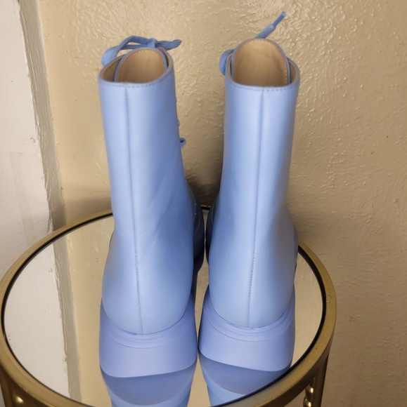 Stuart Weitzman McKenzee Cornflower Blue Combat Boots Size 6 - Picture 5 of 11